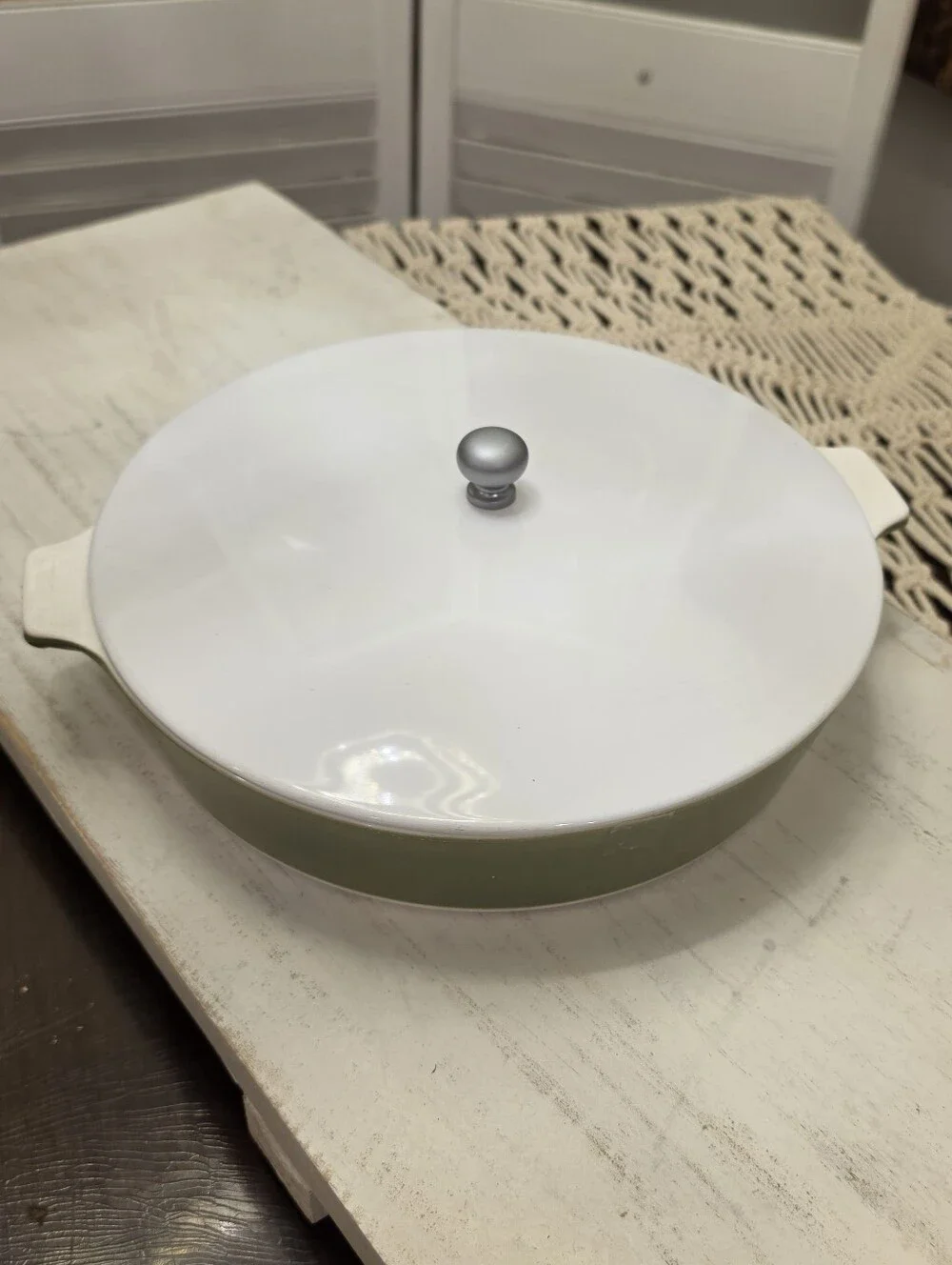 Vintage Corning Ware Avocado Green 10” Buffet Server P-710-B Casserole Lid